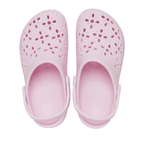 Crocs Kids - Toddlers Classic Floral Cut Out Clog K Pink Milk Sandals